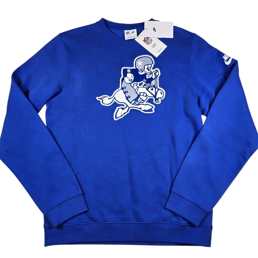 Nike Dallas Cowboys NFL Blue Rewind Club Crew Pullover Sweatshirt- Mens Sz S NWT